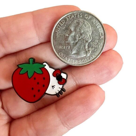 Strawberry Kitty Enamel Pin - Picture 5 of 8